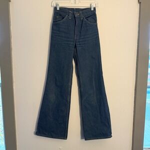 Vintage 70s GWG Bell Bottom Flared Jeans High Waisted Blue Denim Size 24